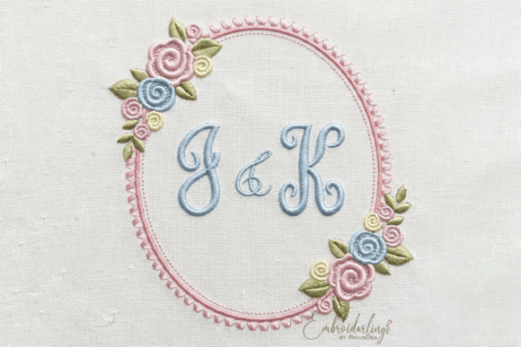 Charming Baby Monogram Frame Floral Embroidery