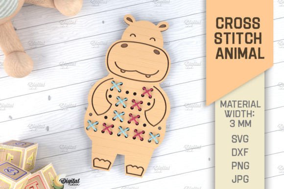 Cross Stitch Animals LaserCut: Hippo SVG Review