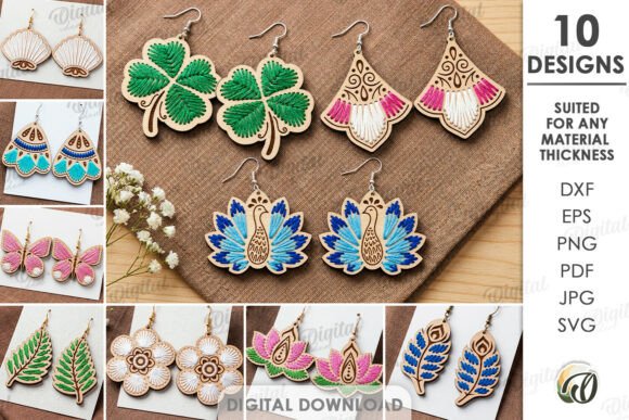 Embroidery Earrings Bundle: A Versatile Laser Cut Design