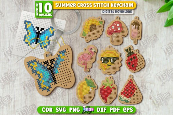 Summer Cross Stitch Keychains for Business